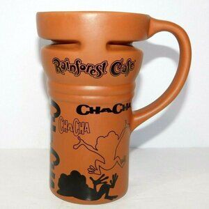 Rainforest Cafe Terracotta Brown Tall Travel Mug with Lid Cha Cha Tree Frog